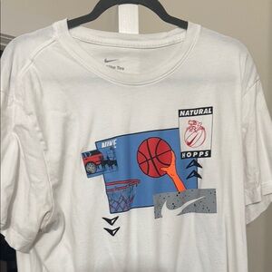 Nike White Graphic Tee with Basketball Print